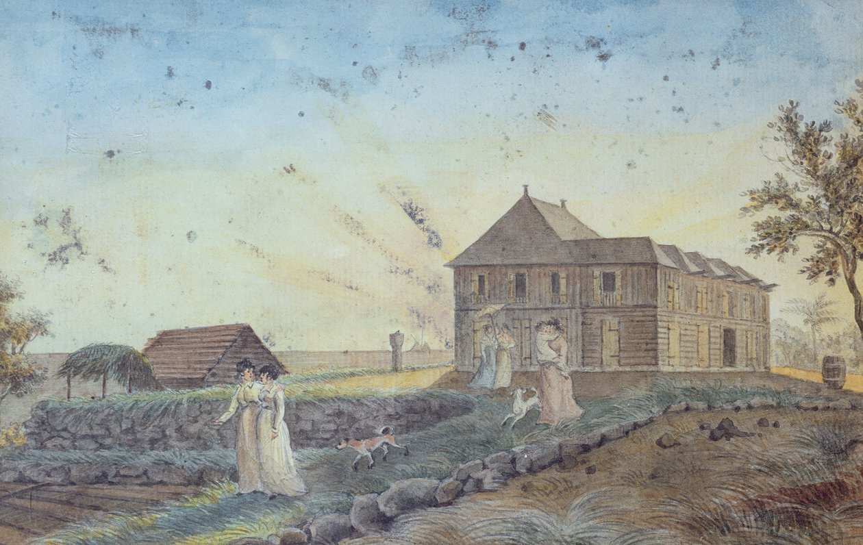 انطلاق الأسرة في نزهة على الأقدام ، Ile de la Reunion ، c.1813 بواسطة جان جوزيف باتو دي روزمونت