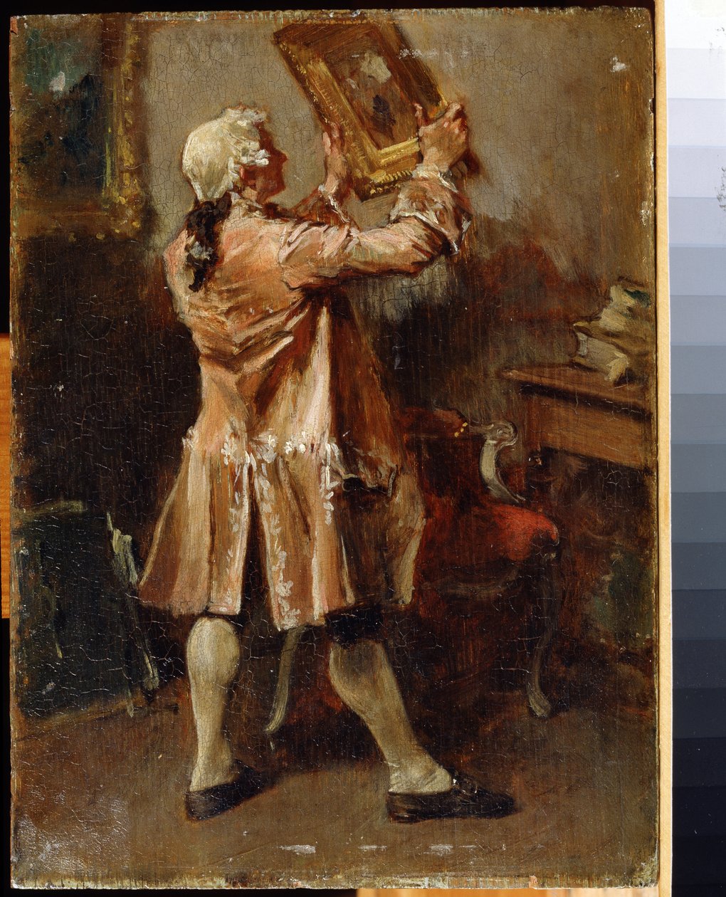 محب للرسم. (محب للرسم). لوحة لإرنست جان لويس ميسونييه (1815-1891). زيت على خشب ، فن فرنسي. متحف الفن الإقليمي ، تشرنيغوف بواسطة جان لويس إرنست ميسونييه