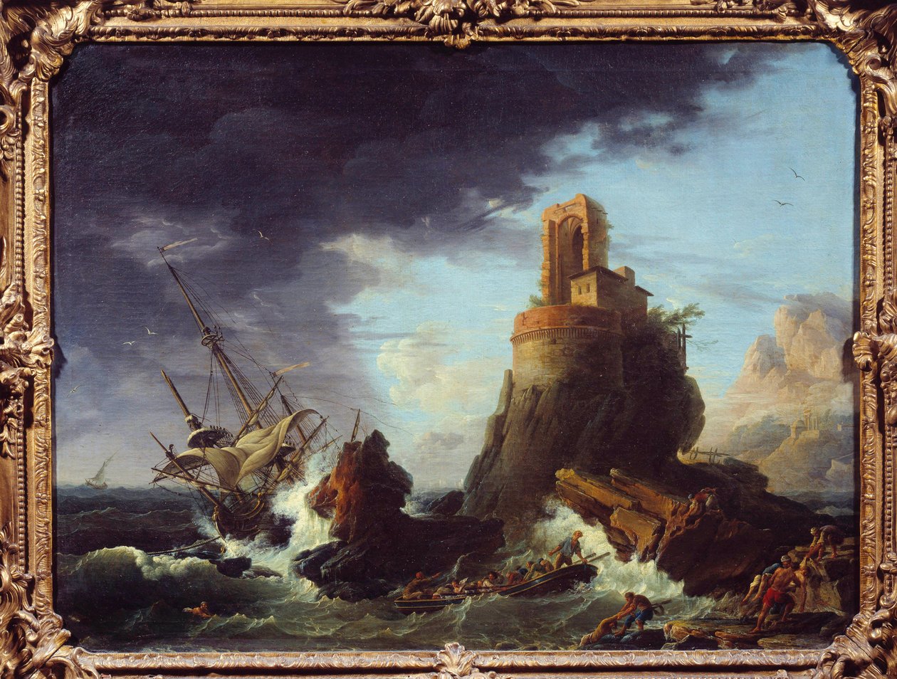 عاصفة. لوحة جان هنري ديت جان دي آرل (1734-1784). 1756. 0.77 × 1.03 ملم. متحف الفنون الجميلة - قصر لونجشامب. مرسيليا. بواسطة جان هنري