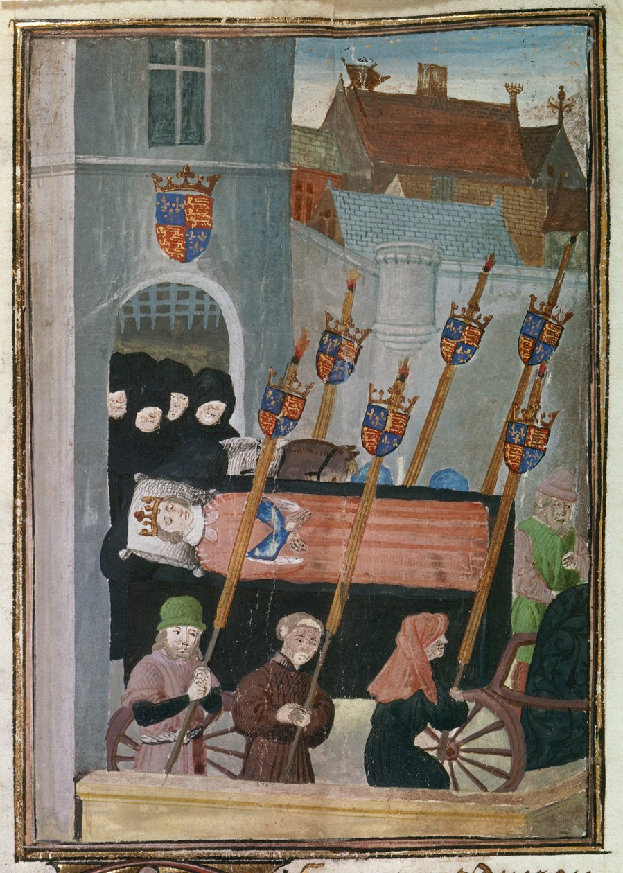 جان فرويسارت ، سجلات ("هارلي فرويسارت") بقلم فرويسارت ، جان. جنازة ريتشارد الثاني ، لايبزيغ ؛ شتوتغارت بواسطة جان (بعد) فرويسارت