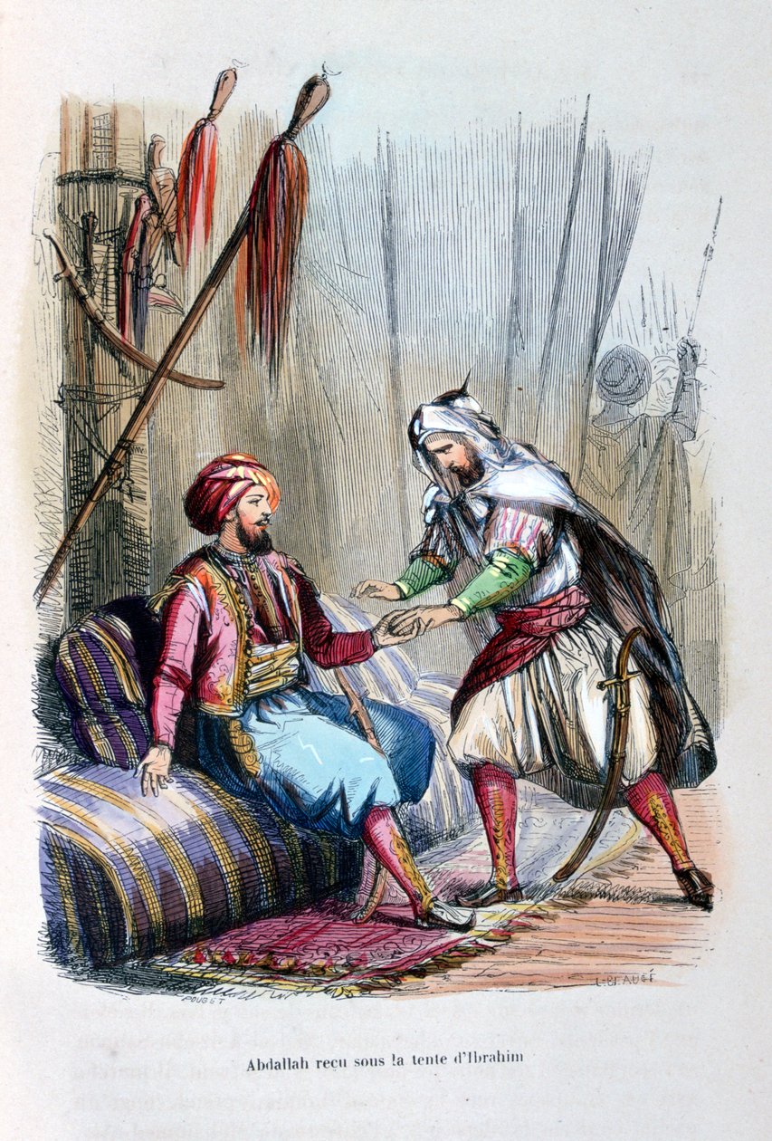 تلقى عبدالله في خيمة إبراهيم باشا 1818 ، 1847 بواسطة جان أدولف بوس