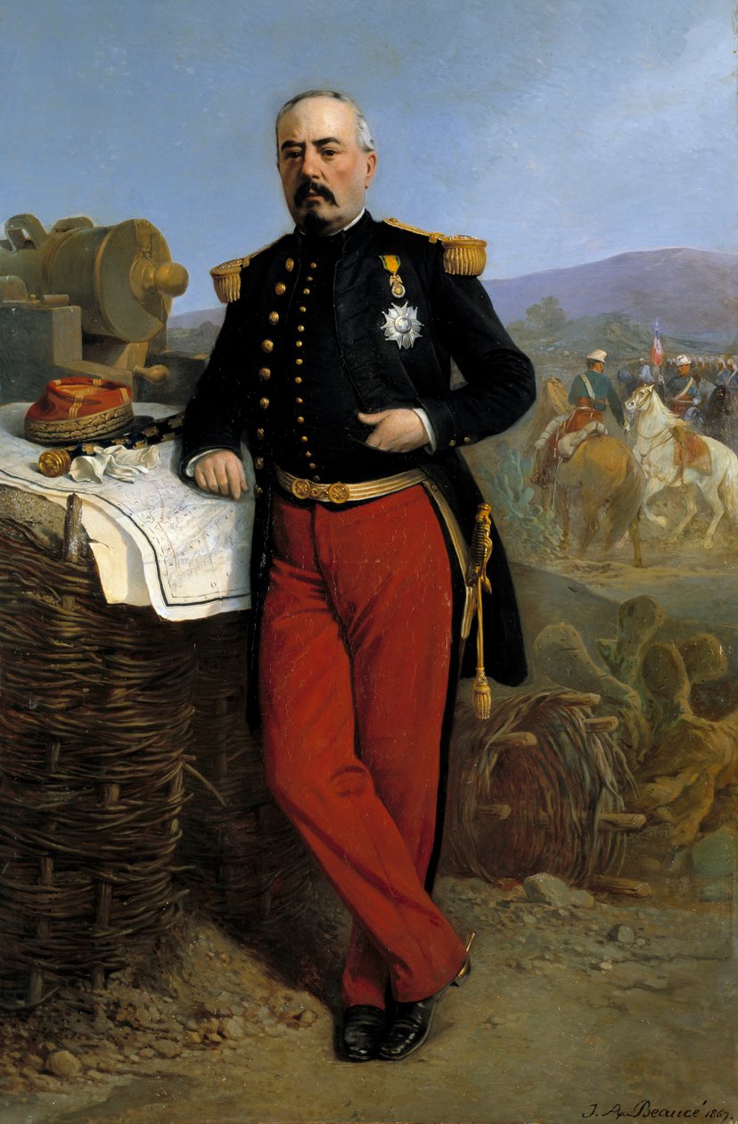 أخيل بازين (1811-1888) مارشال الإمبراطورية في عام 1864: صورة لفرانسوا أكيل بازين (فرانسوا-أكيل) يمثل قائد القوة الاستكشافية الفرنسية في المكسيك بين عامي 1863 و 1867 ، رسم جان أدولف بوس (1818-1875) 1867 ، بواسطة جان أدولف بوس