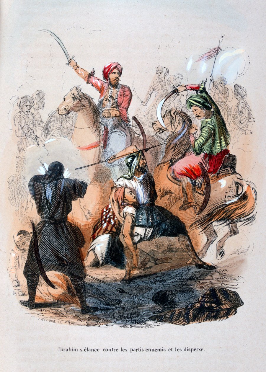 إبراهيم باشا يقاتل الوهابيين ، المملكة العربية السعودية ، 1811-1818 1847 بواسطة جان أدولف بوس