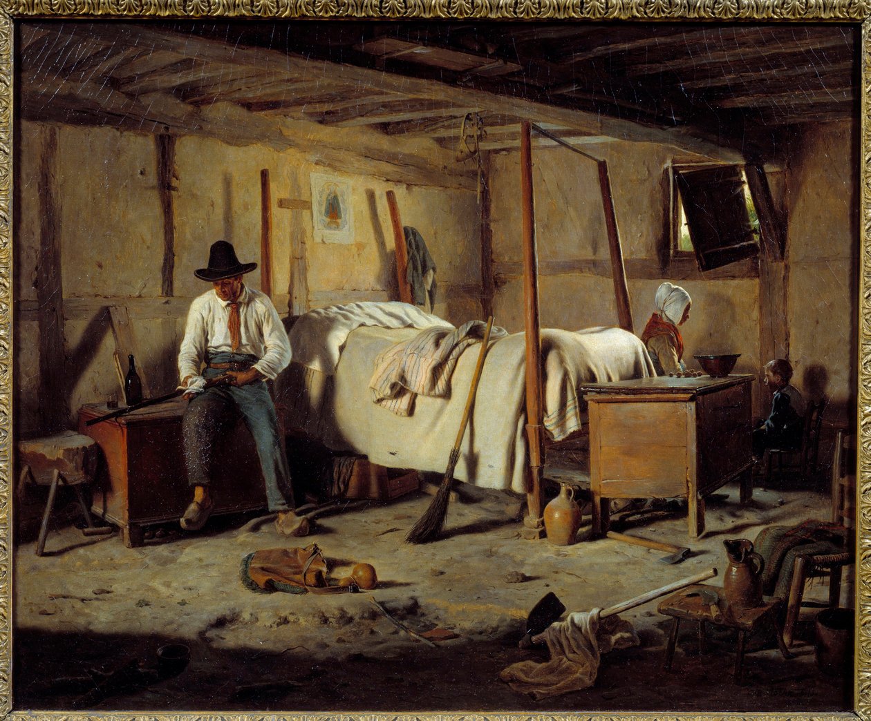 لوحة الصياد بواسطة جان ألفونس رون (1799-1864) 1850 خافت. 0،5x0،6 م بواسطة جان ألفونس روين
