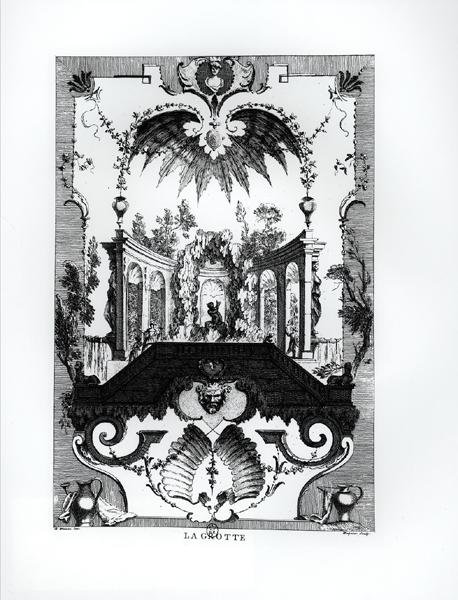 الكهف ، نقش بواسطة غابرييل هوكيير (1695-1722) (نقش) (صورة بالأبيض والأسود) بواسطة جان أنطوان (بعد) واتو