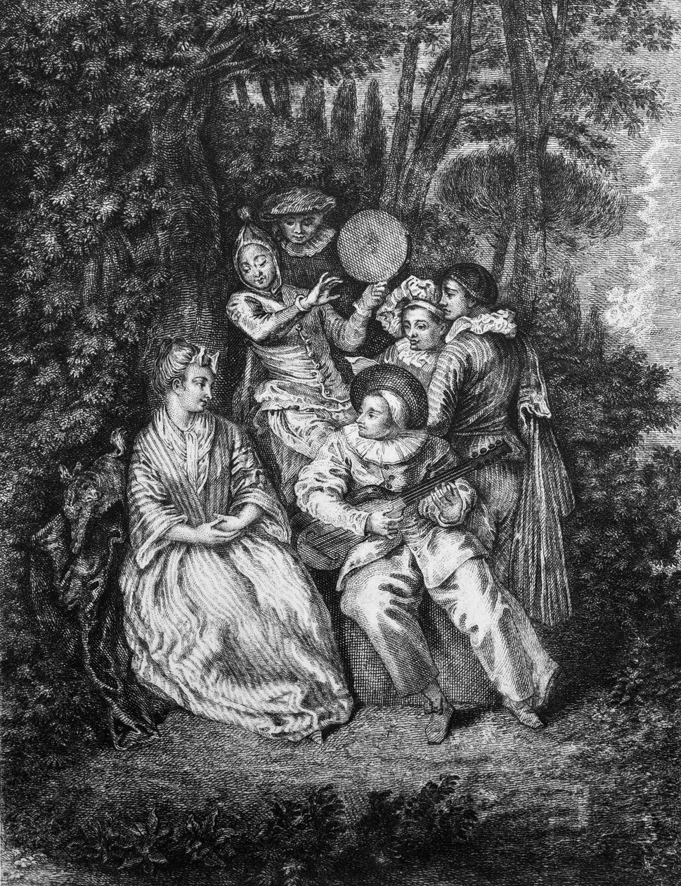 الغنائية الإيطالية التي نقشها جيرارد جان بابتيست سكوتان (1671-1716) ، بعد واتو- بواسطة جان أنطوان (بعد) واتو
