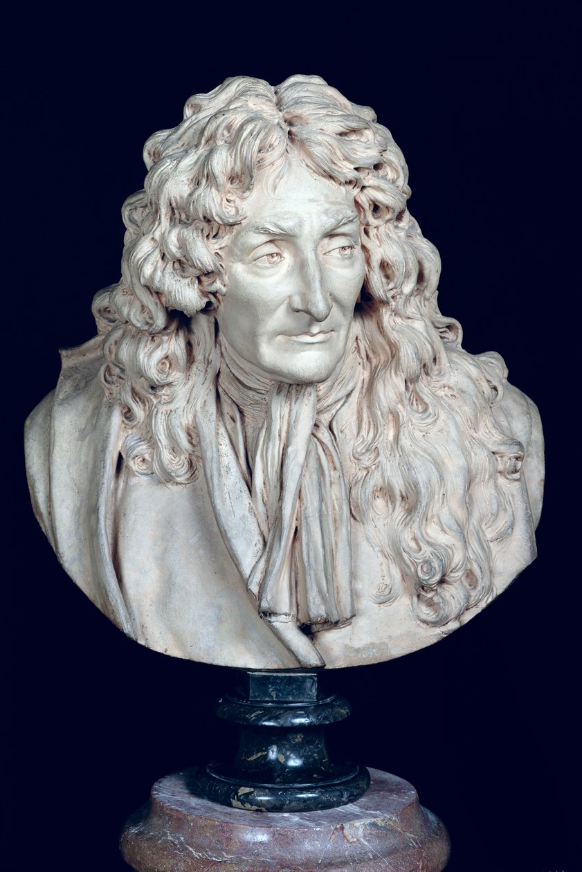 تمثال نصفي جان دي لافونتين (1621-1695) 1692 (طين) بواسطة جان انطوان هدون