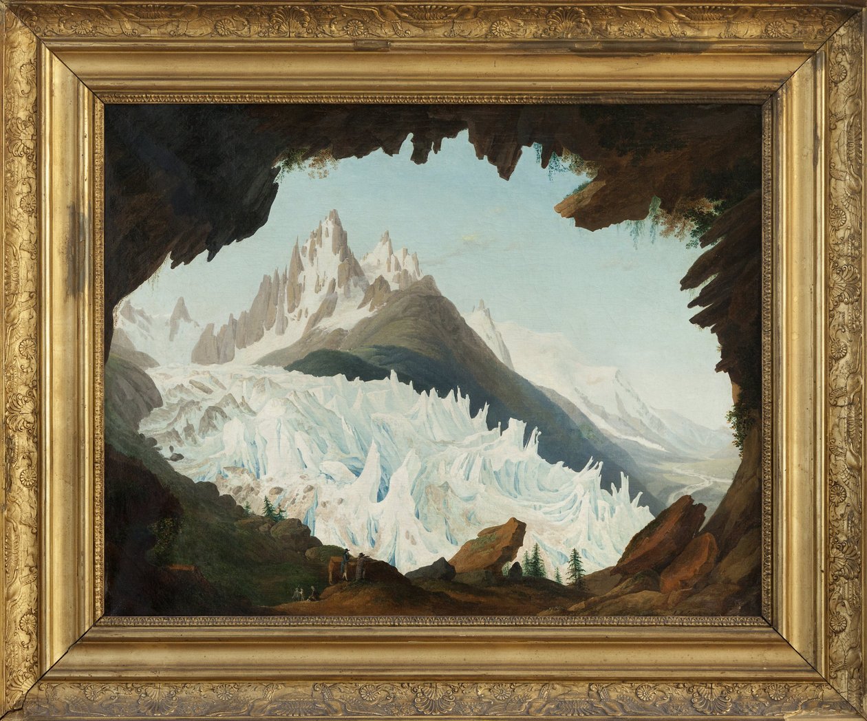 منظر لجبال الألب مأخوذ من قبو يسمى Chapeau of the Woods Glacier (زيت على قماش) بواسطة جان أنطوان لينك