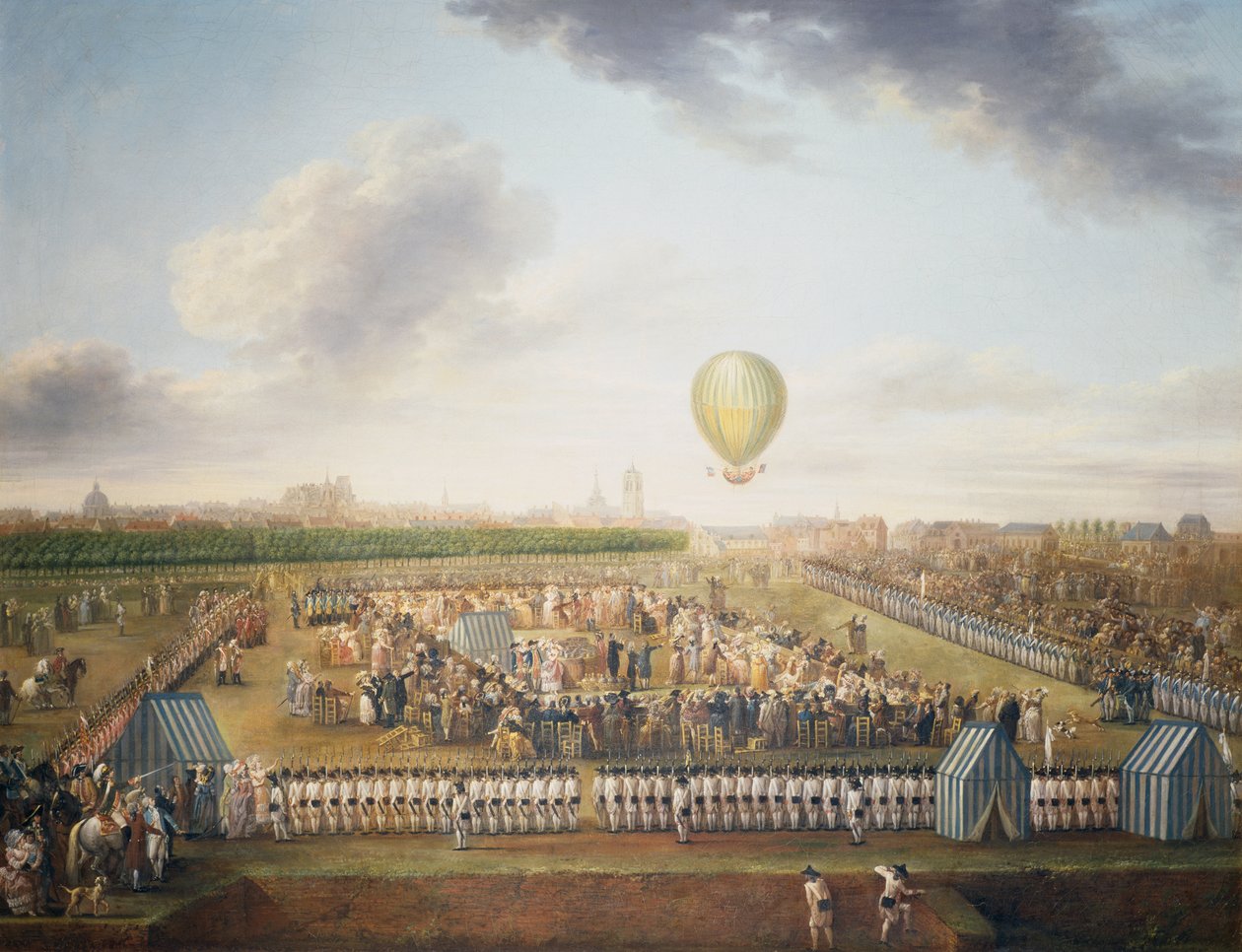 14th experience of Jean-Pierre Blanchard and Chevalier Lepinard with hot air balloon, Lille, August 26 بواسطة جان أنطوان واتو