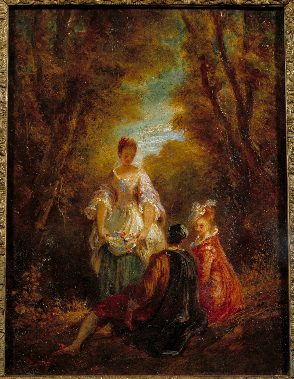 شخصيات في حديقة لوحة رسمها جان أنطوان واتو (1684-1721) القرن الثامن عشر بواسطة جان أنطوان واتو
