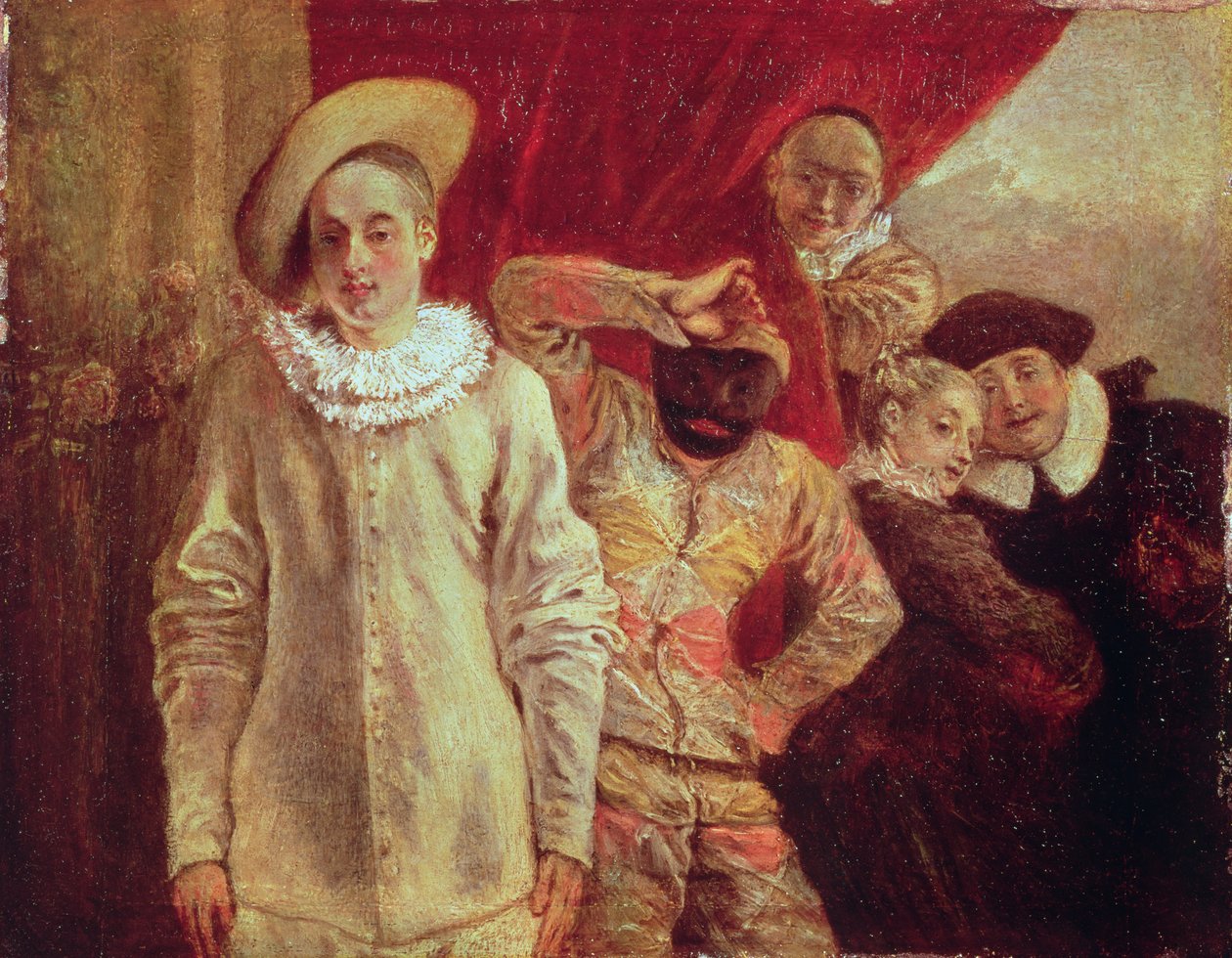 Harlequin ، Pierrot and Scapin ، ممثلون من Commedia dell&39;Arte بواسطة جان أنطوان واتو