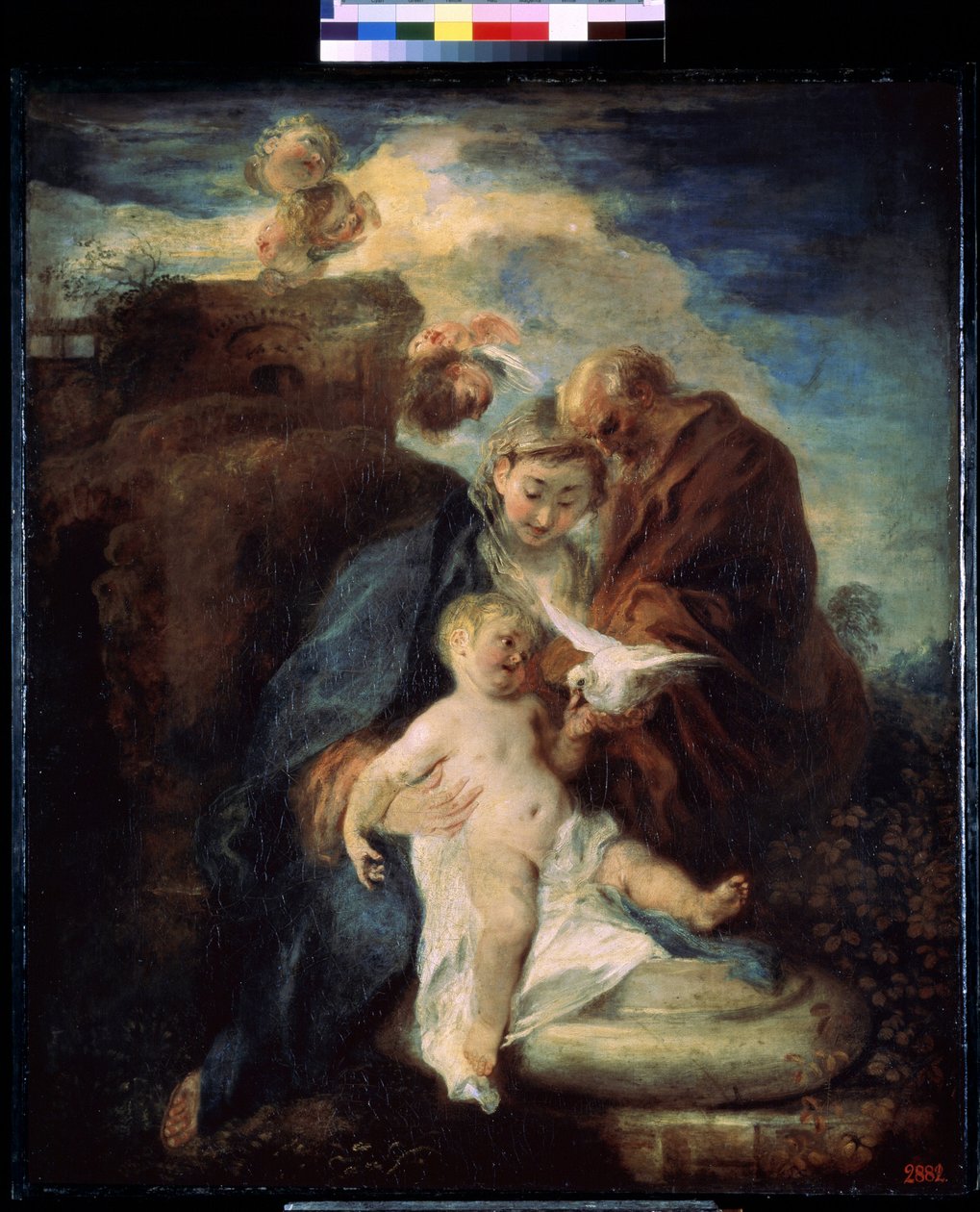 العائلة المقدسة ، استريحوا في الرحلة إلى مصر. رسم جان أنطوان واتو (1684-1721). زيت على قماش بواسطة جان أنطوان واتو