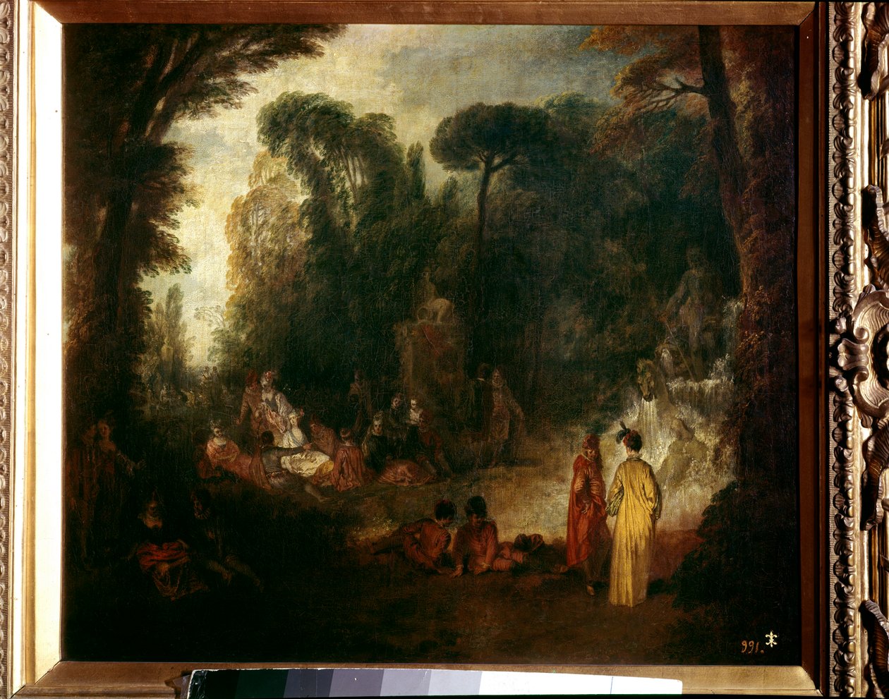 حفلة في نزهة في الحديقة ، ومحادثة وتمشية في الغابة. رسم جان أنطوان واتو (1684-1721) ، حوالي 1712-1713. زيت على قماش. قاتمة: 48x55 سم. مدريد ، متحف برادو بواسطة جان أنطوان واتو