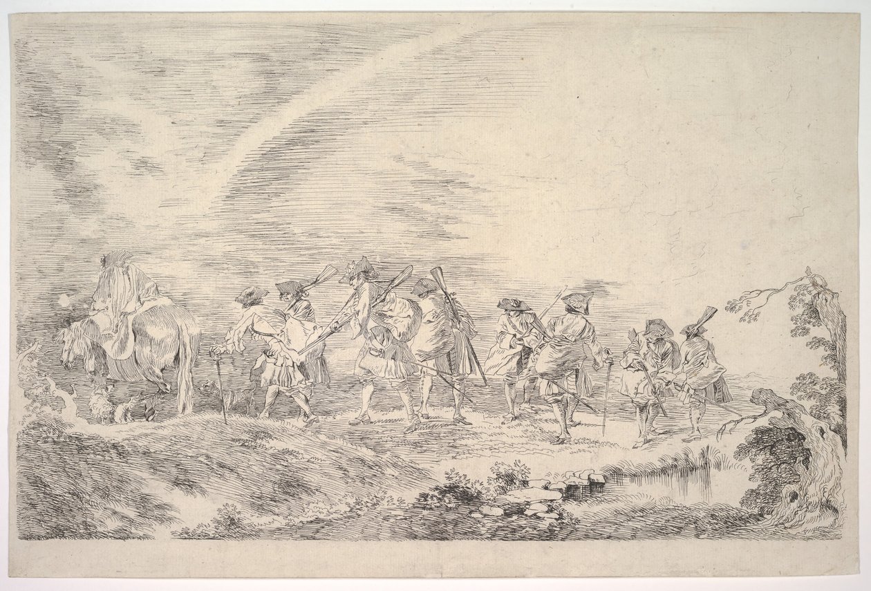 المجندين الذين سينضمون إلى الفوج ، كاليفورنيا. 1715-16. بواسطة جان أنطوان واتو