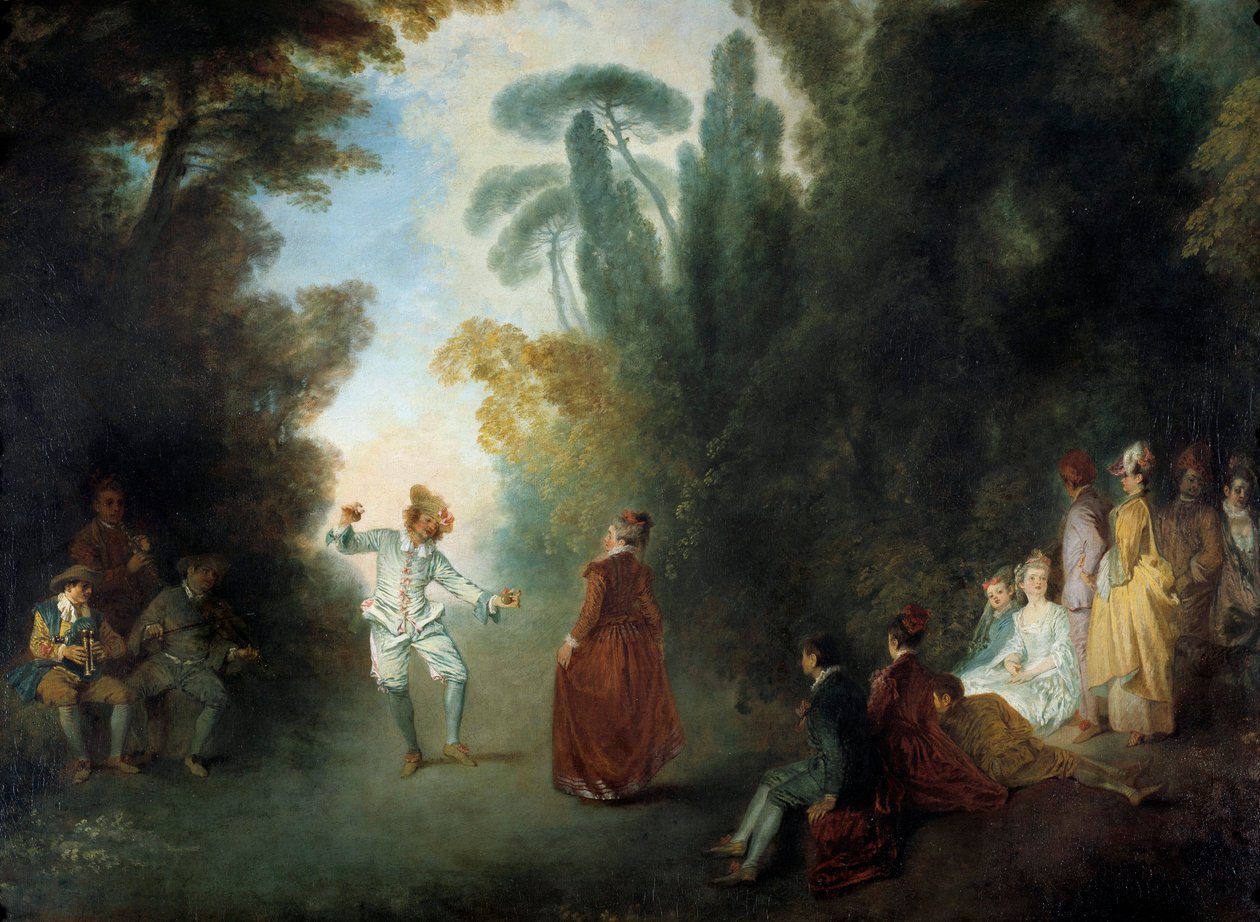 لوحة Champetre Ball بواسطة جان أنطوان واتو (1684-1721) ، مجموعة خاصة بواسطة جان أنطوان واتو