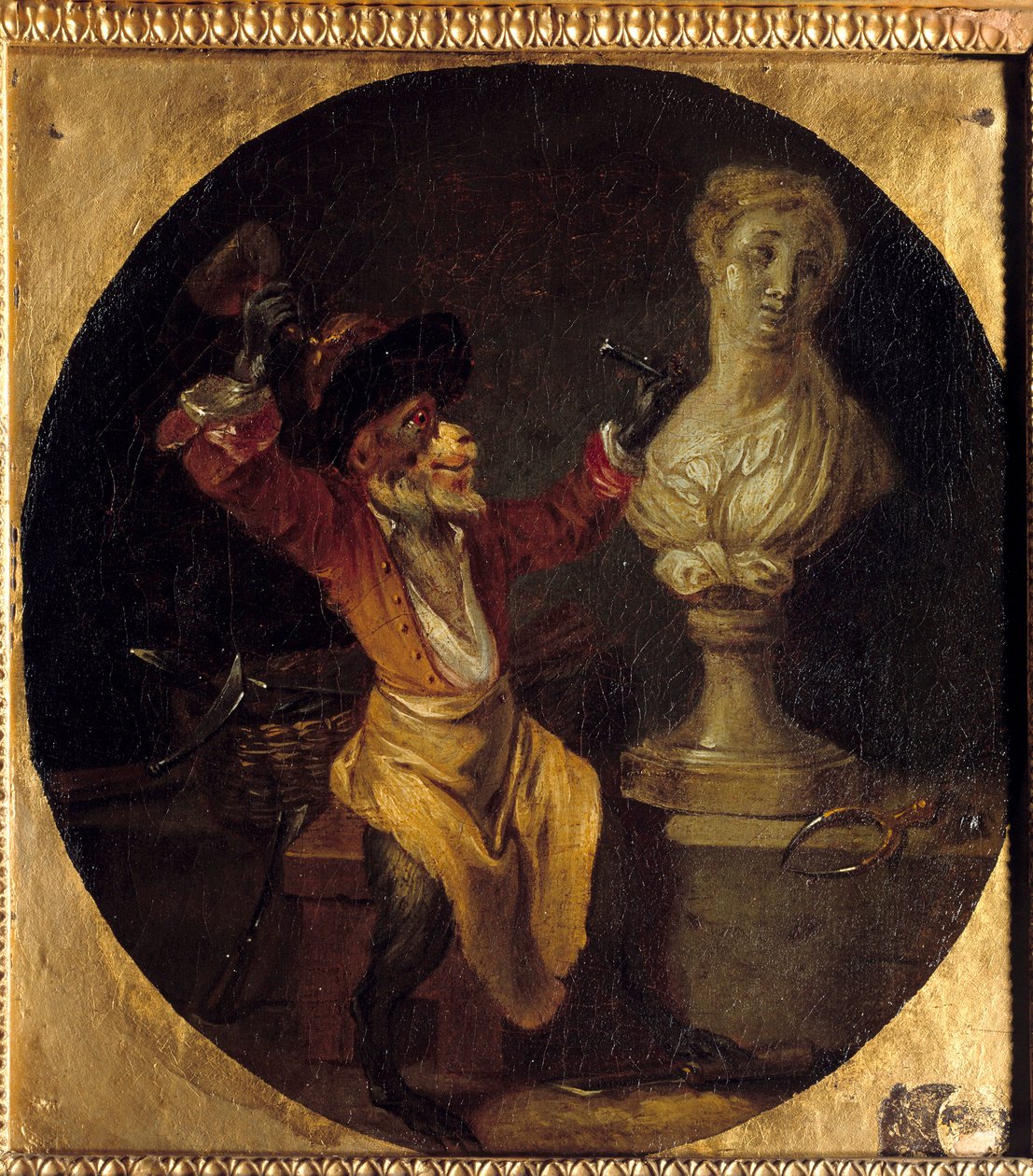 القرد النحات. الحيوان في موقع الرجل. لوحة جان أنطوان واتو (1684-1721) بواسطة جان أنطوان واتو
