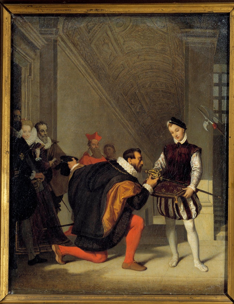 دون بيدرو دي توليدو ، سفير فيليب الثاني يقبل سيف هنري الرابع (1553-1610). سلم هنري الثاني في متحف اللوفر. رسم جان أوغست دومينيك إنجرس (1780-1867) القرن التاسع عشر. 0،36 × 0،28 م - دون بيدرو دي توليدو ، سفير فيليب الثاني ، بواسطة جان أوغست دومينيك إنجرس