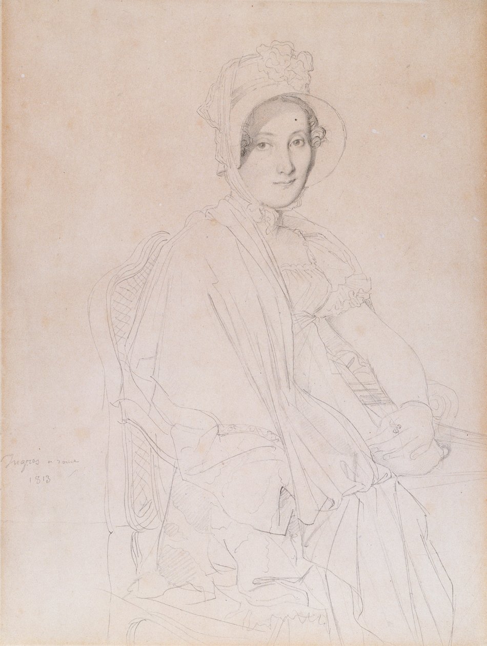 صورة ماري ماركوز ، في وقت لاحق Vicomtesse de Senonnes de Senonnes ، 1813 (قلم رصاص على ورق منسوج) بواسطة جان أوغست دومينيك إنجرس