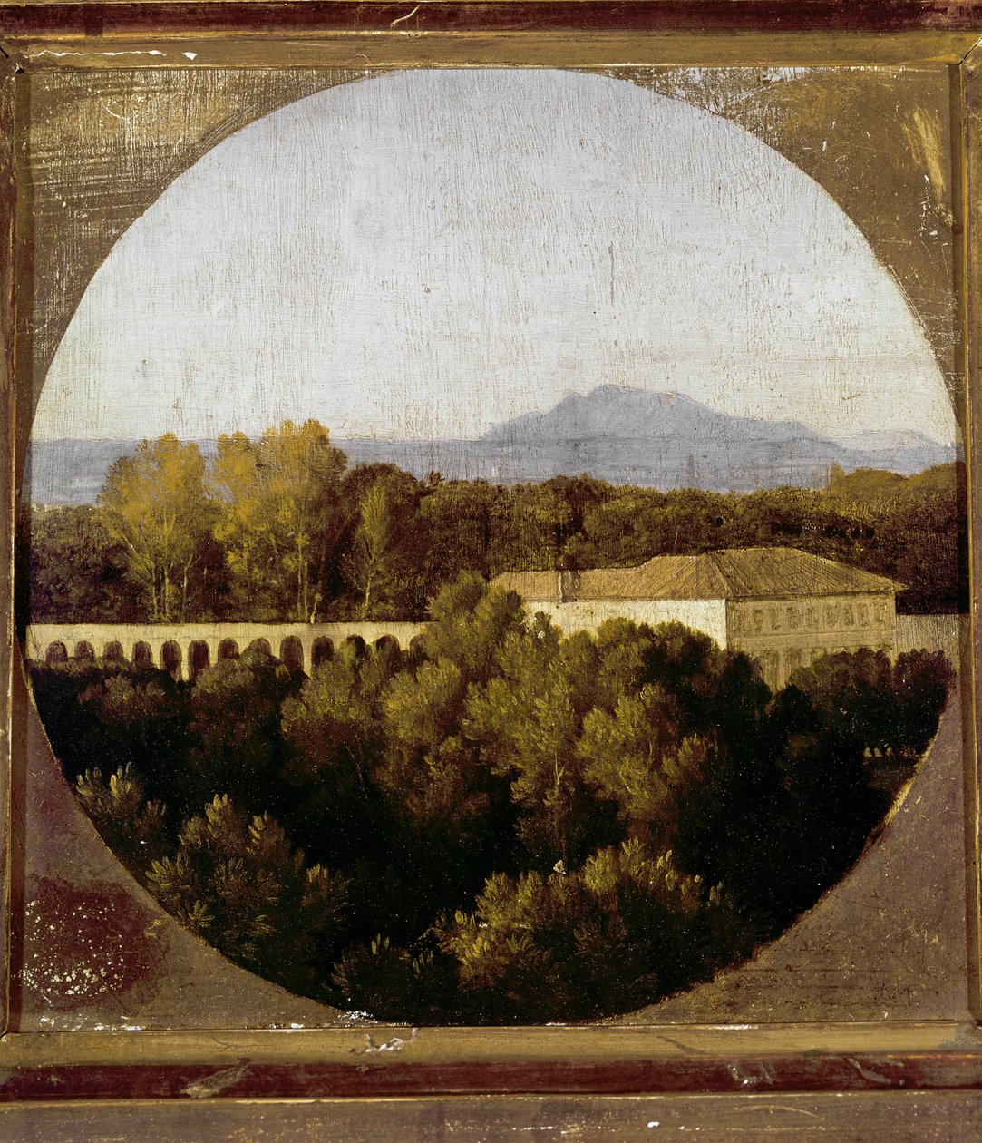 The Orangerie of Villa Borghese في روما (زيت على خشب بواسطة جان أوغست دومينيك إنجرس