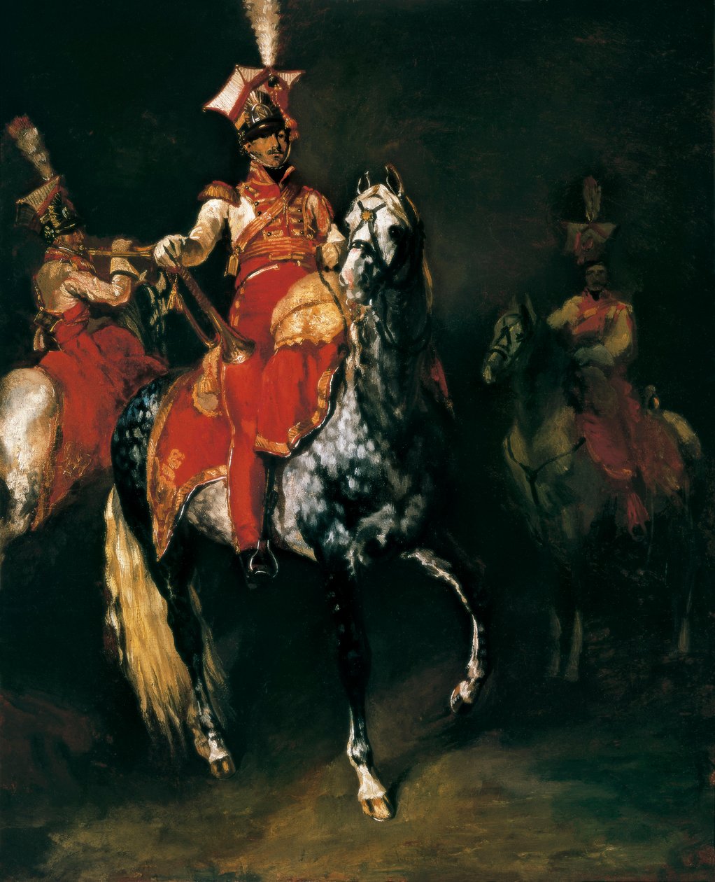 عازف البوق على ظهور الخيل في الحرس الإمبراطوري لنابليون. لوحة لثيودور جيريكولت (1791-1824) بواسطة جان أوغست دومينيك إنجرس
