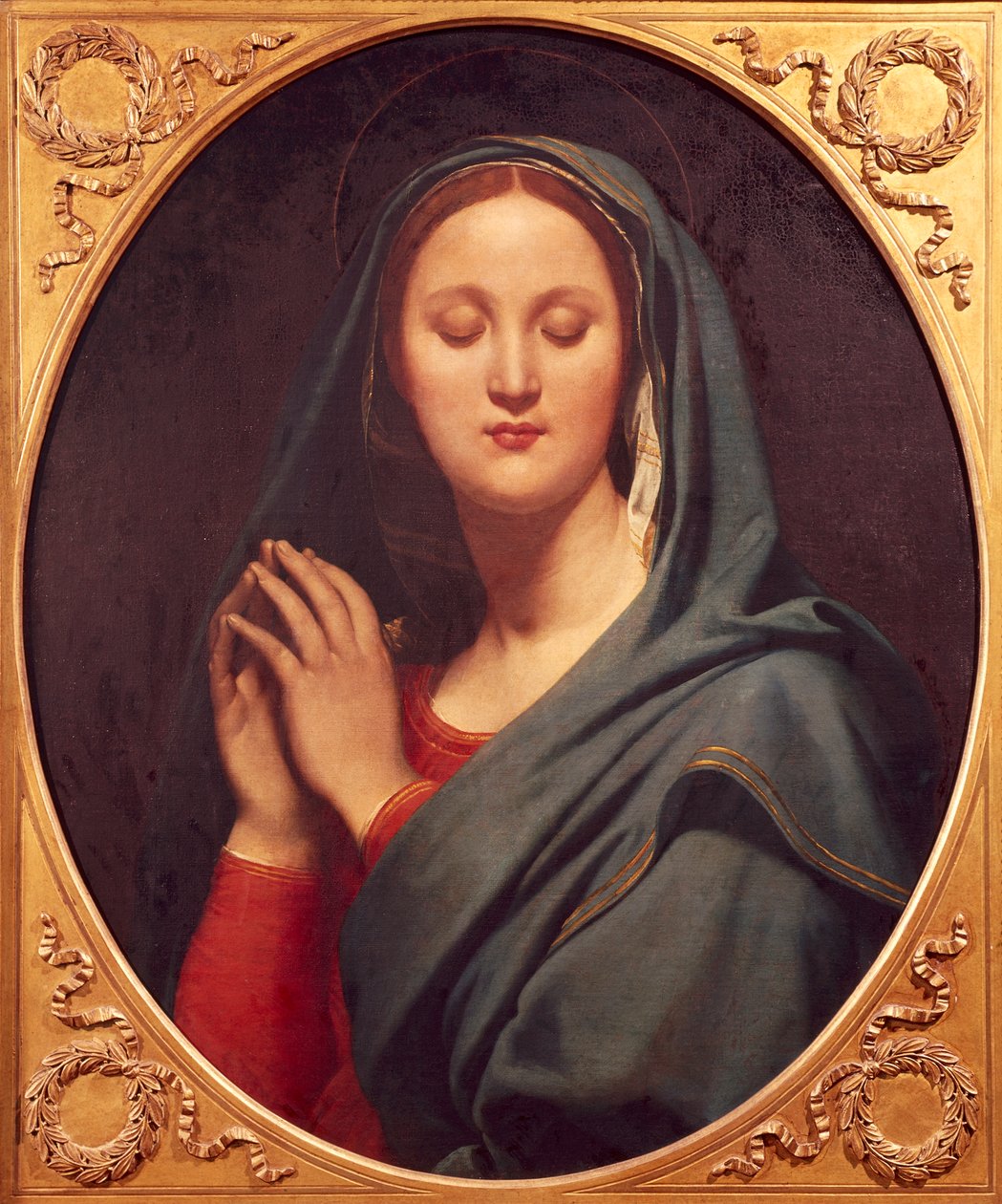 عذراء الحجاب الأزرق لجين أوغست دومينيك إنجرس (1780-1867) ، زيت على قماش ، 77 × 65 سم بواسطة جان أوغست دومينيك إنجرس
