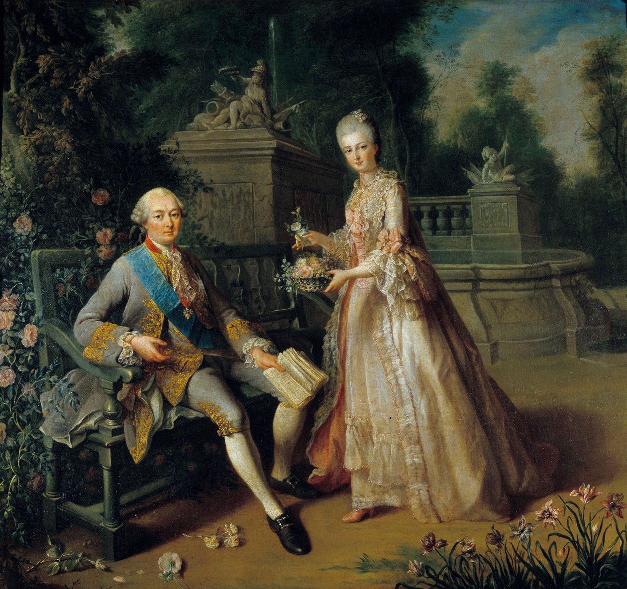 لويس جان ماري دي بوربون ، دوق بينثيفري (1725-1793) وابنته لويز أديلايد (1753-1821) التي أصبحت دوقة أورليانز وزوجة لويس فيليب الثاني من أورليانز ديت فيليب إيجاليت (1747-1793) رسم جان بابتيست شاربينتييه (1728 بواسطة جان بابتيست شاربينتييه
