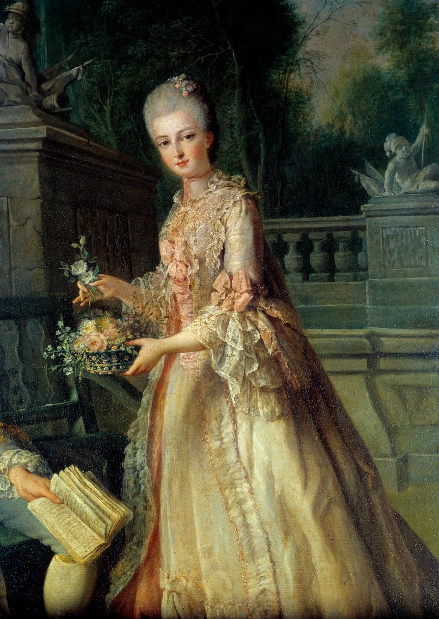 صورة لويز أديلايد ، دوقة أورليانز المستقبلية (1753-1821) التفاصيل. رسم جان بابتيست شاربنتييه (1728-1806) من القرن الثامن عشر. بواسطة جان بابتيست شاربينتييه