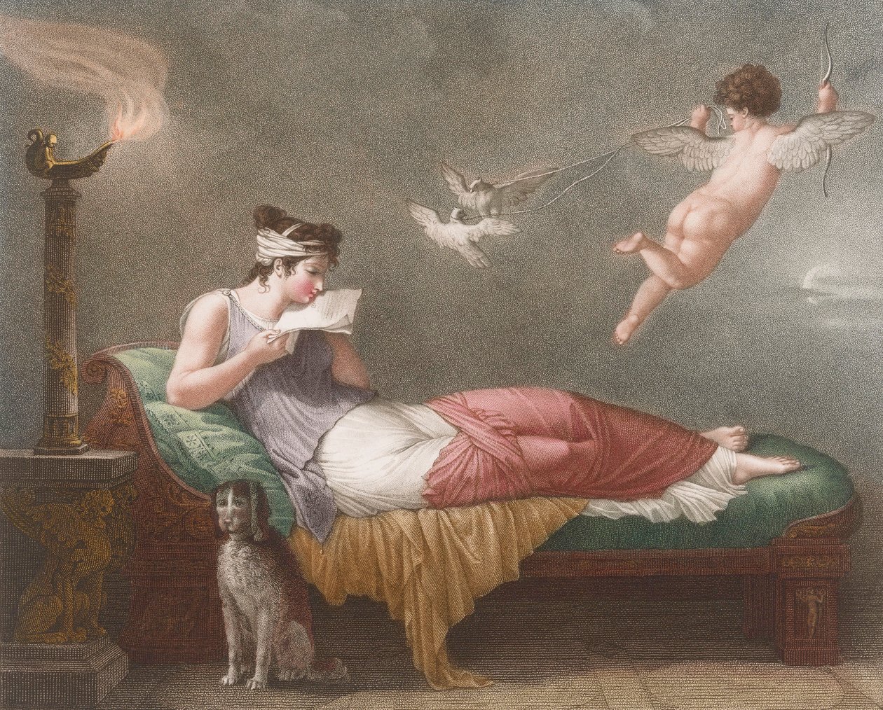 كيوبيد يسلم رسالة حب. القرن التاسع عشر (طباعة) بواسطة جان بابتيست (بعد) ماليت