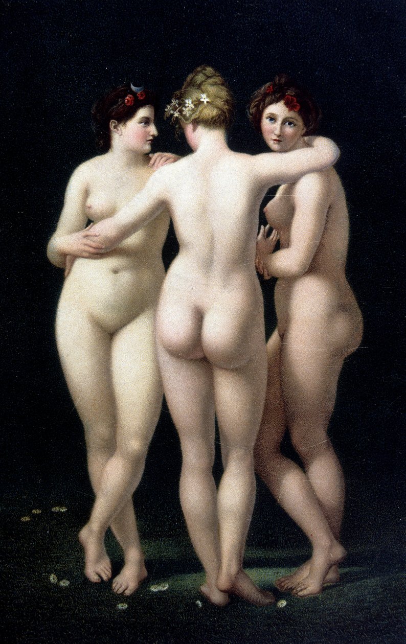 النعم الثلاث. صورة طبق الأصل من أعمال جان بابتيست ريغنولت (1754-1829) - بطاقة بريدية بواسطة جان بابتيست (بعد) ريغنولت