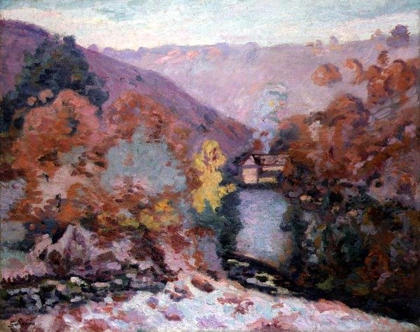 منظر طبيعي في La Creuse ، بريتاني ، حوالي عام 1910 (زيت على قماش) بواسطة جان بابتيست أرماند جيومين
