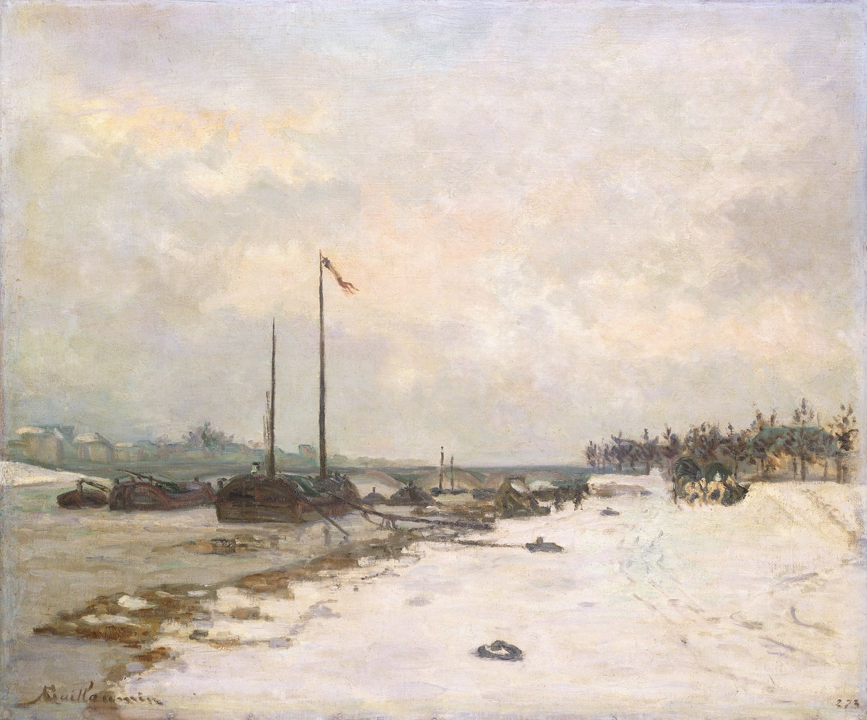 رصيف السين في ضواحي باريس ؛ أرصفة نهر السين بالقرب من باريس ، 1873 بواسطة جان بابتيست أرماند جيومين