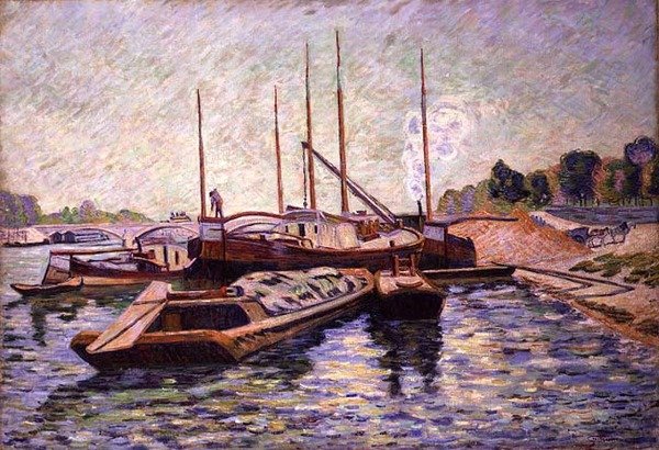 نهر السين في Charenton-le-Pont ، حوالي عام 1885 (زيت على قماش) بواسطة جان بابتيست أرماند جيومين