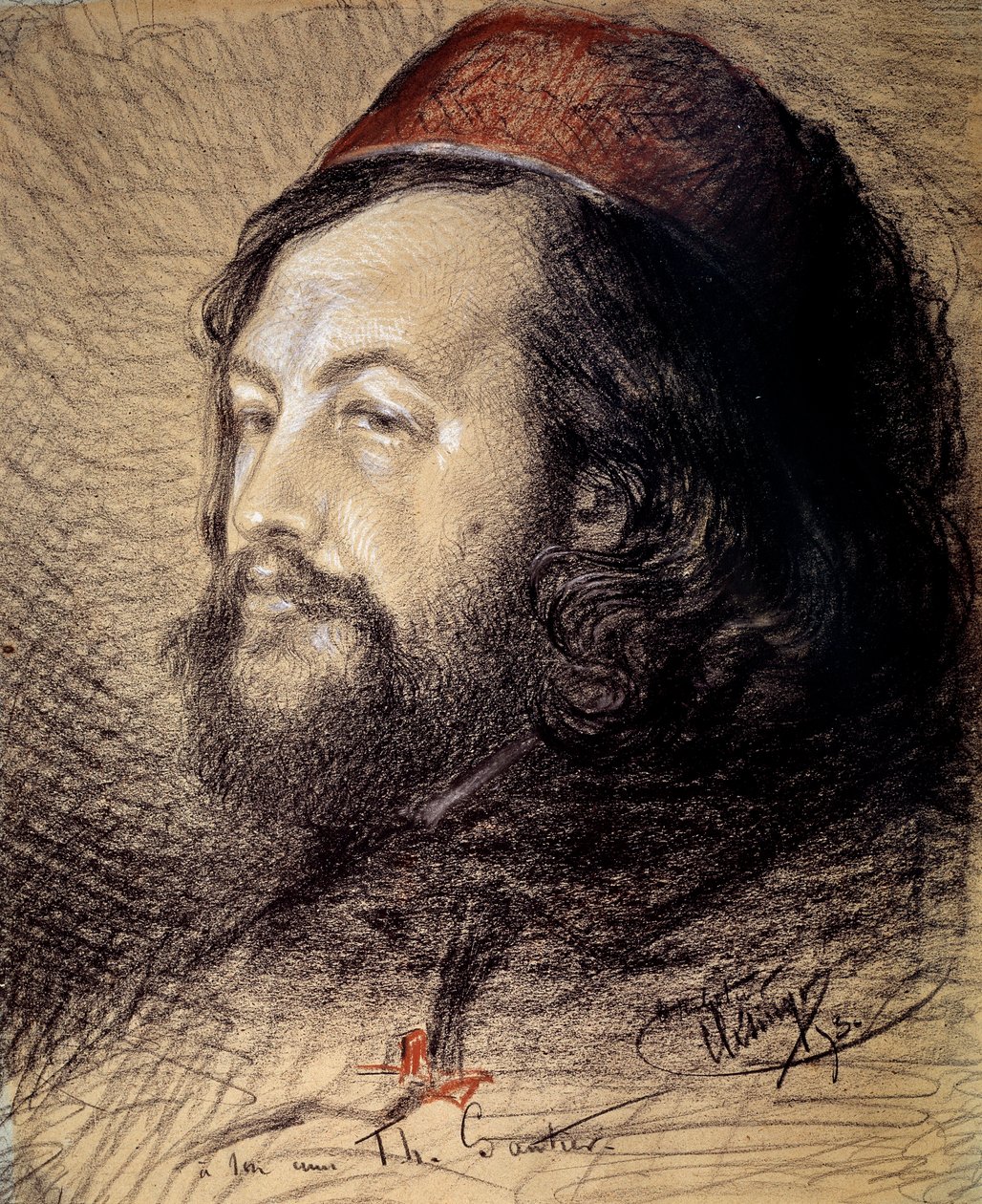 صورة لثيوفيل غوتييه (1811-1872) رسم بالفحم والباستيل بواسطة أوغست كليسنجر (1814-1883) 1851 صن. 0،77x0،65 م فرساي ، متحف القصر بواسطة جان بابتيست أوغست كليسينجر