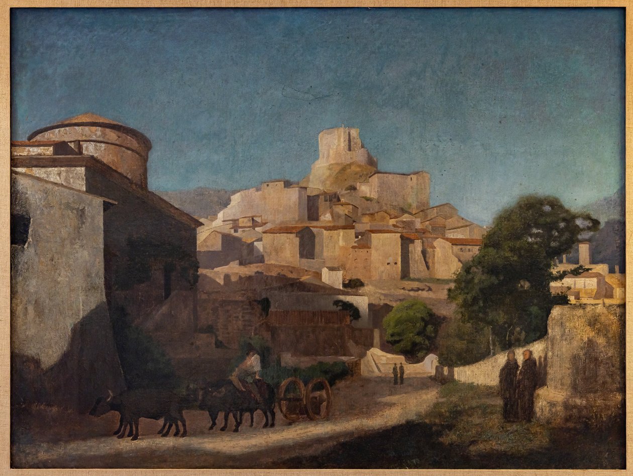 قرية لاتسيو (زيت على قماش) بواسطة جان بابتيست كميل (Attr.to) Corot