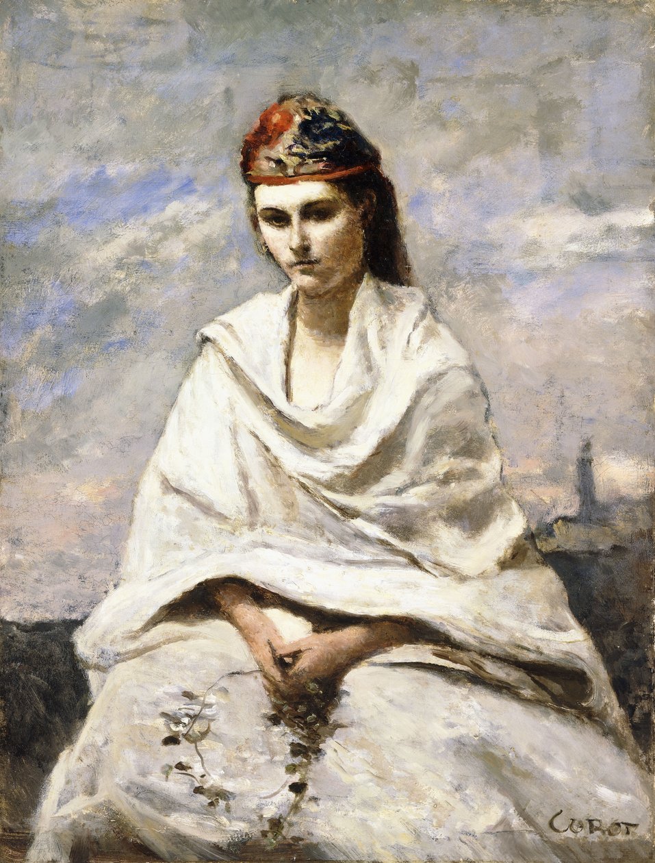 يوناني شاب بشال أبيض ، c.1868-70 بواسطة جان بابتيست كميل كوروت
