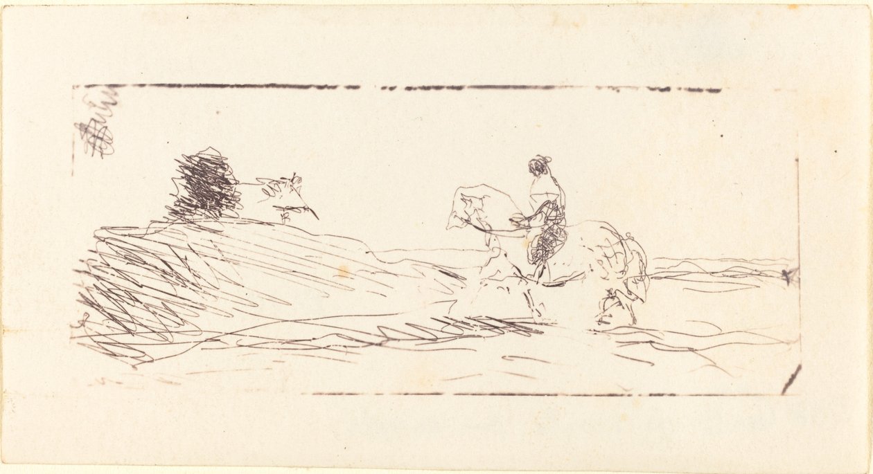 بطاقة زيارة مع Horseman La Carte de visite au Cavalier ، 1853. بواسطة جان بابتيست كميل كوروت