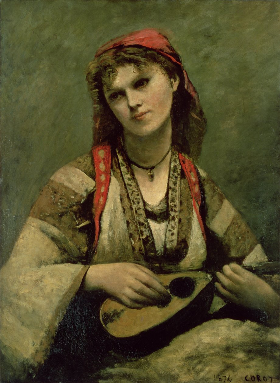 كريستين نيلسون (1843-1921) أو البوهيمي مع مندولين بواسطة جان بابتيست كميل كوروت