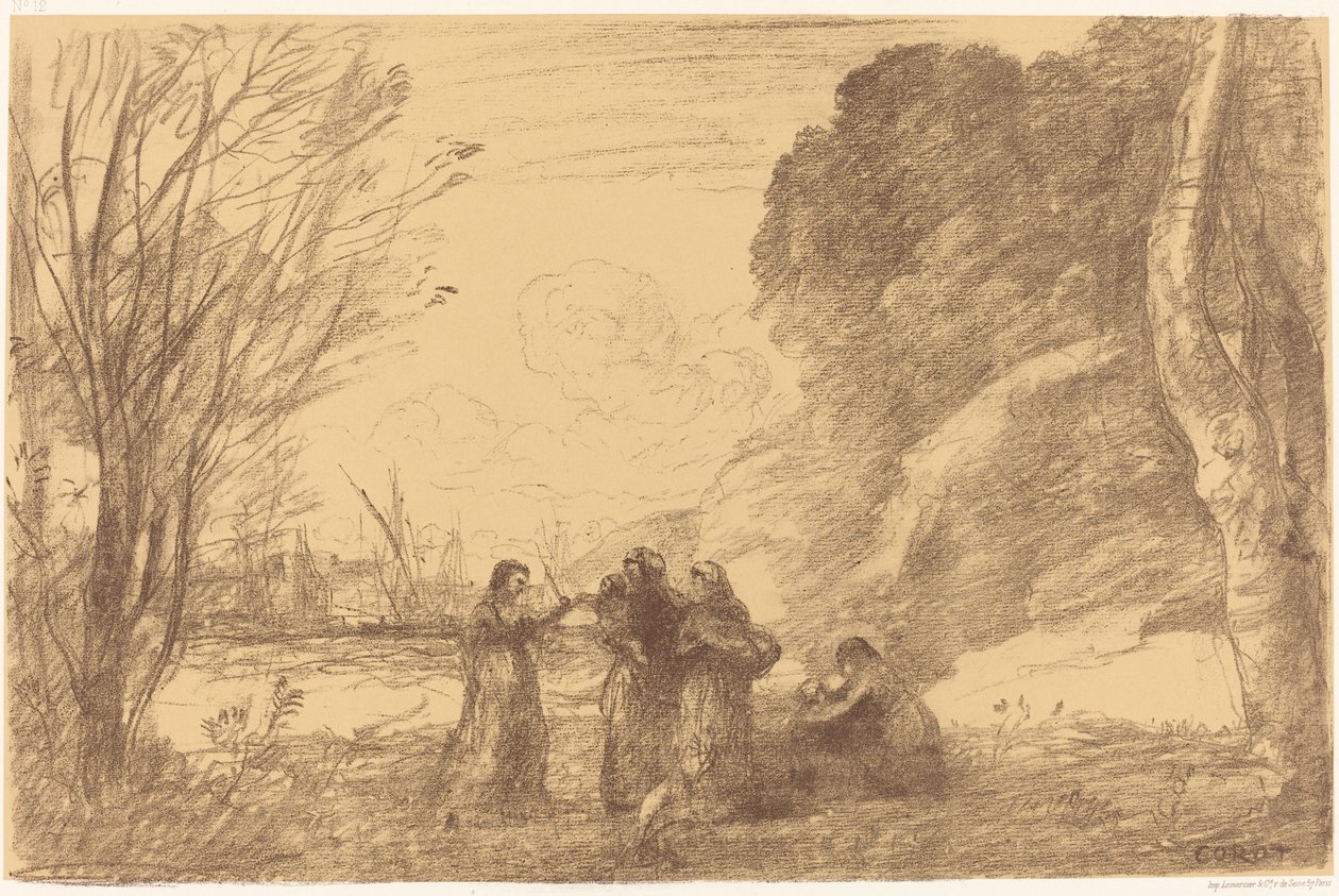 عائلة في Terracina عائلة في Terracina ، 1871. بواسطة جان بابتيست كميل كوروت