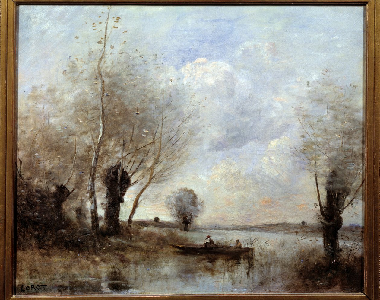 الصيد في قارب مع الصفصاف لوحة لكاميل كورو (1796-1875) ريمس من القرن التاسع عشر ، متحف الفنون الجميلة بواسطة جان بابتيست كميل كوروت