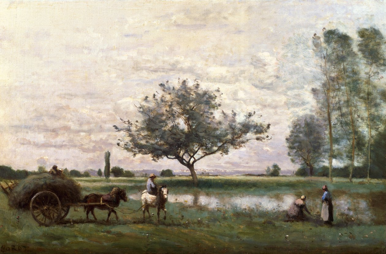 Haycart بجانب النهر بواسطة جان بابتيست كميل كوروت