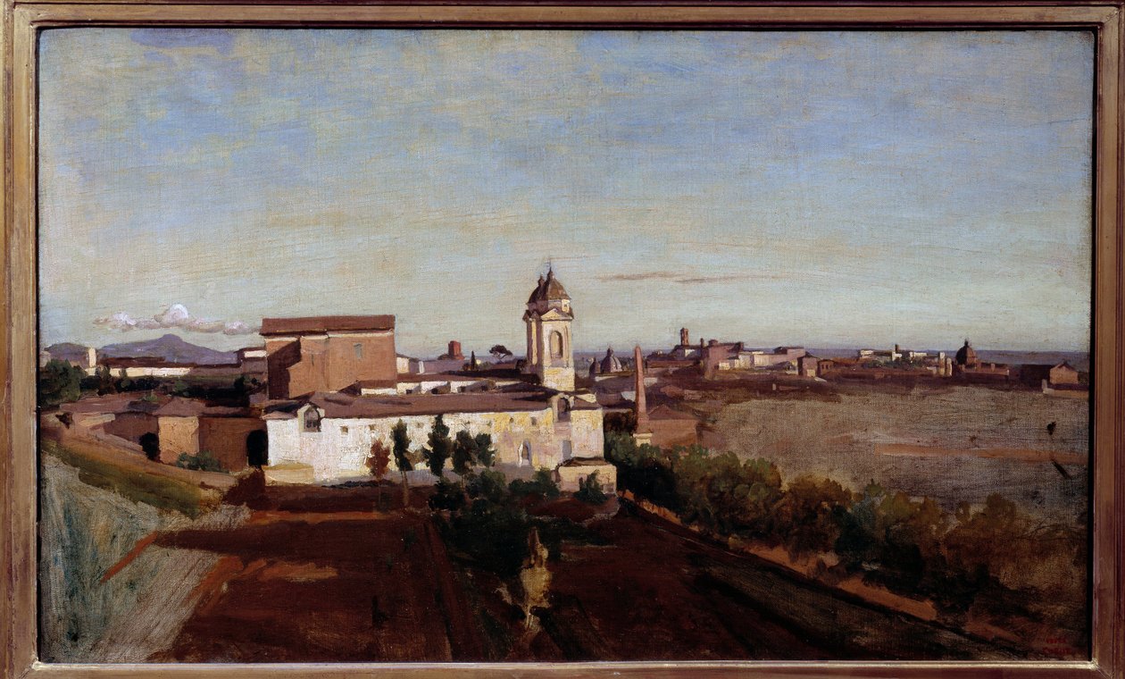 عرض La Trinite des Monts من Villa Medicis منظر لكنيسة Trinita dei Monti في روما. رسم كميل كورو (1796-1875) القرن التاسع عشر. 0،45 × 0،74 م بواسطة جان بابتيست كميل كوروت