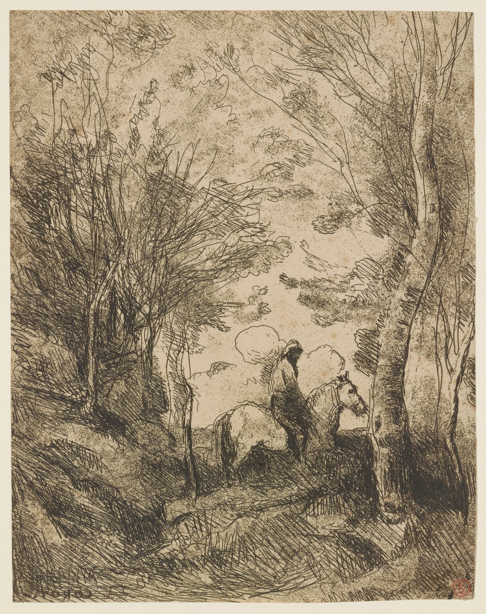 Le Grand Cavalier Sous Bois (The Large Rider in the Woods) بواسطة جان بابتيست كميل كوروت
