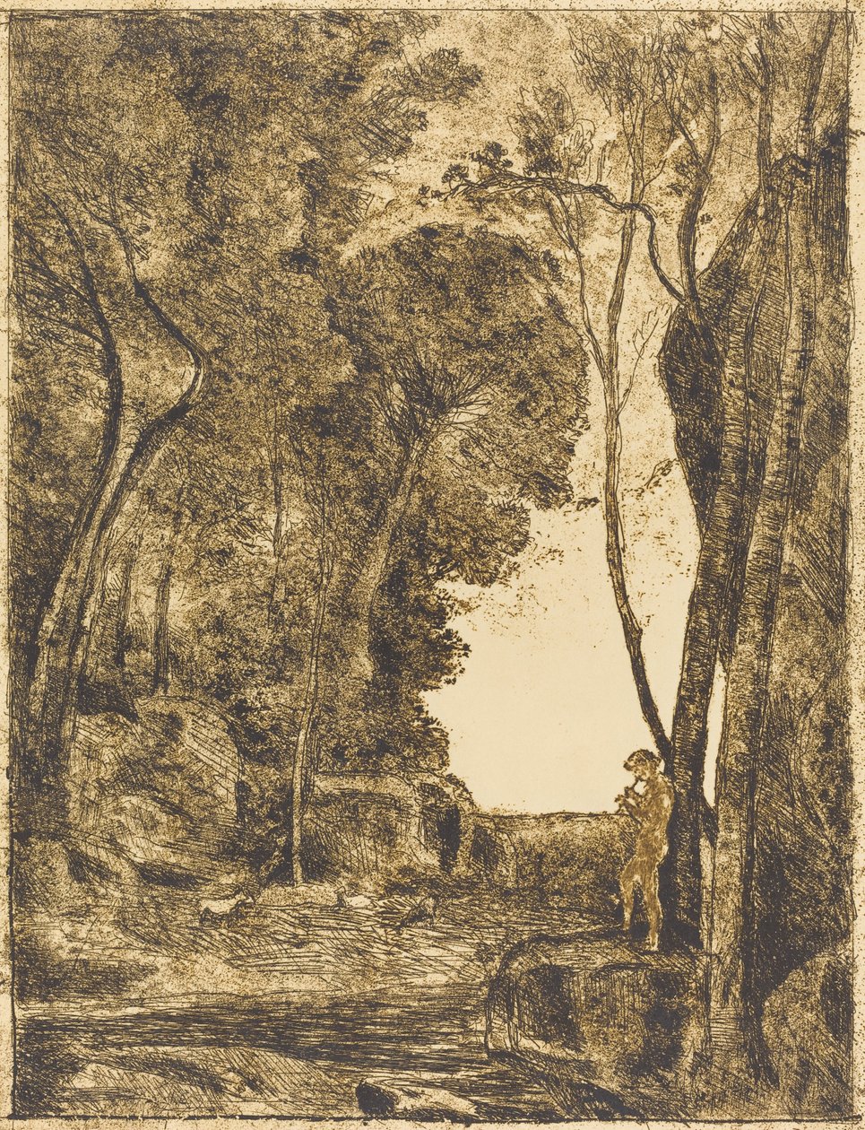 الراعي الصغير ، 1st Plate Le Petit Berger1855. بواسطة جان بابتيست كميل كوروت