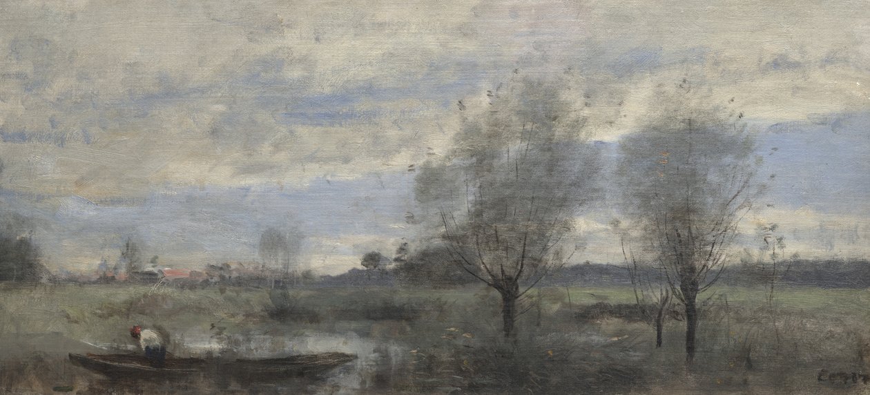 Palluel ، Boater in the Marshes بواسطة جان بابتيست كميل كوروت