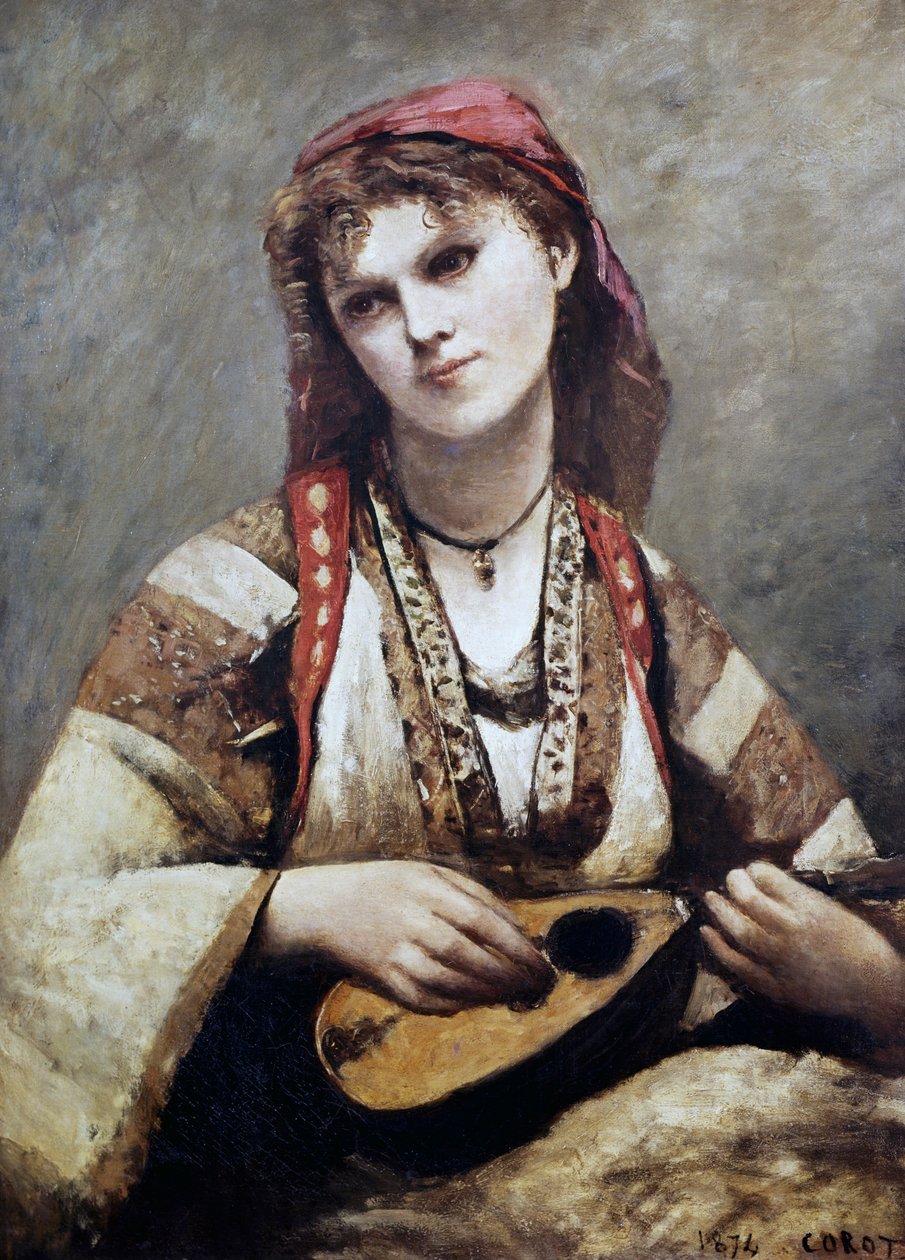 Portrait of Christine Nilson, or The Bohemian with a Mandolin بواسطة جان بابتيست كميل كوروت