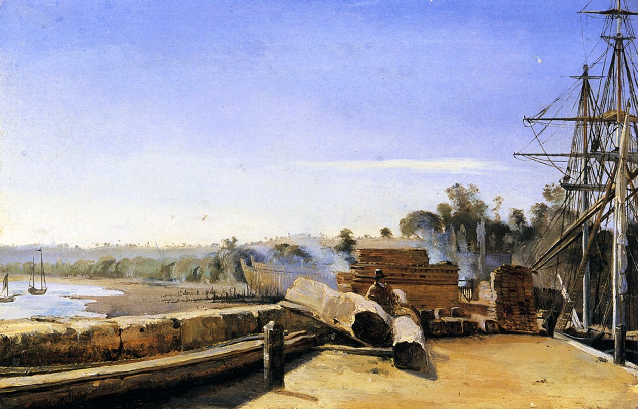 حوض بناء السفن في Honfleur ، 1823 (زيت على ورق) بواسطة جان بابتيست كميل كوروت