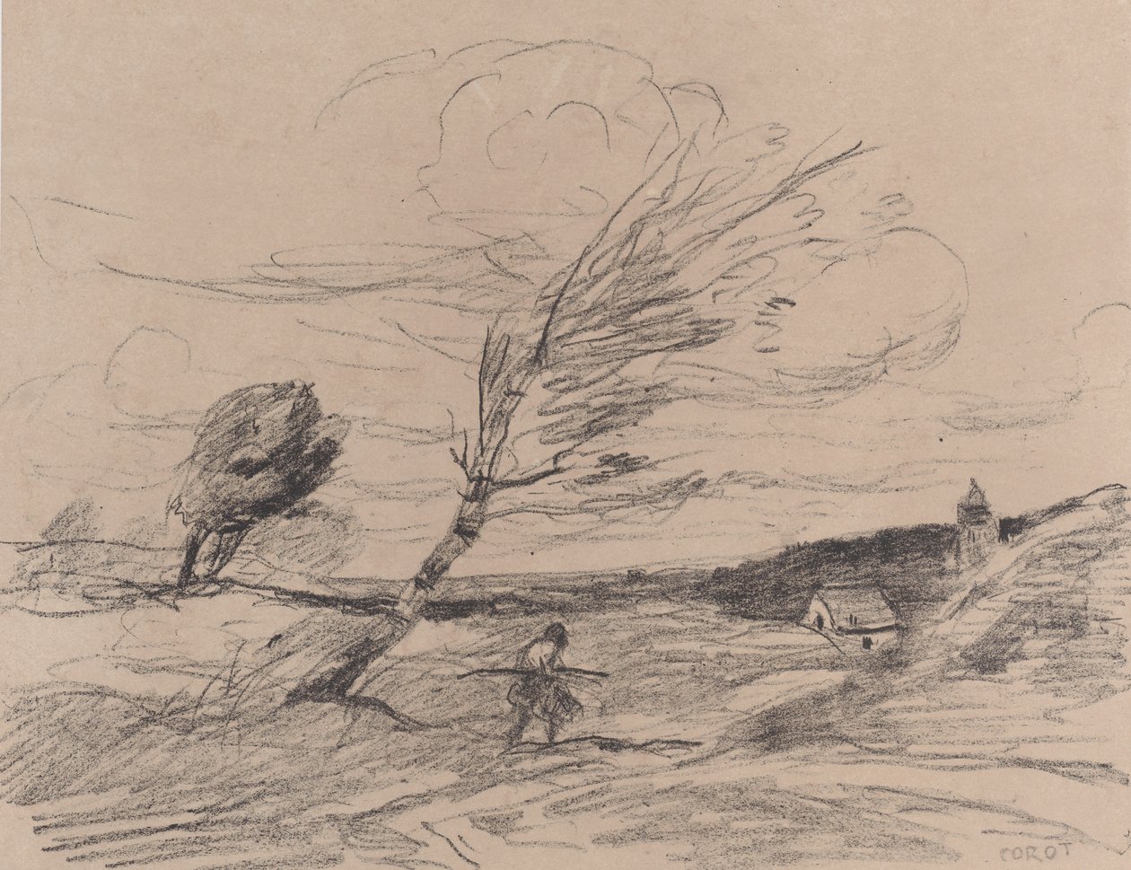 عاصفة الريح عاصفة الريح 1871. بواسطة جان بابتيست كميل كوروت