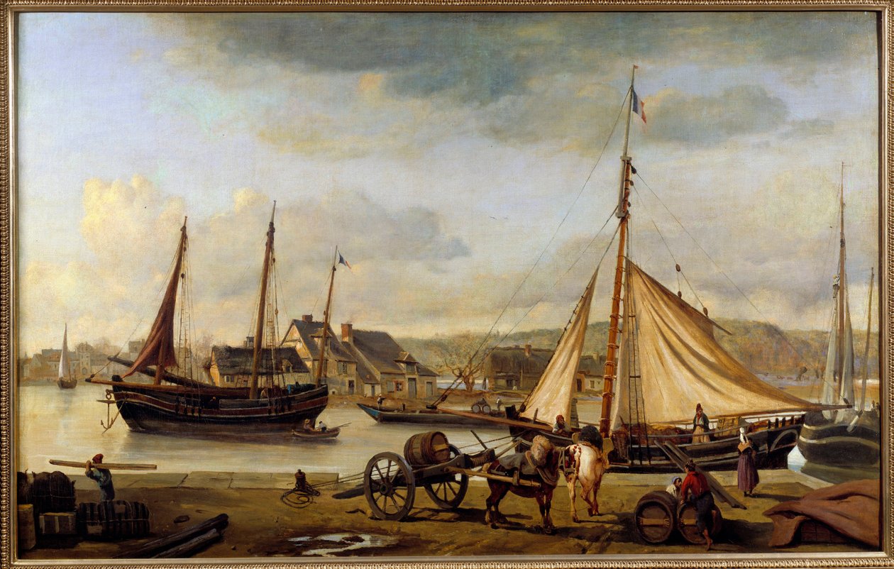 ميناء روان الأمامي في عام 1834 رسم بواسطة كاميل كورو (1796-1875) 1834 صن. 1،1x1،73 م روان ، متحف الفنون الجميلة بواسطة جان بابتيست كميل كوروت