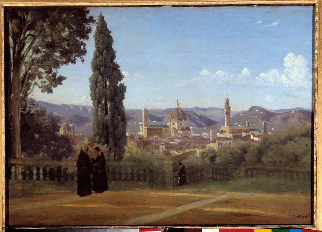 منظر لفلورنسا من حدائق بوبولي لوحة لكاميل كورو (1796-1875) 1835 صن. 0،51 × 0.73 م بواسطة جان بابتيست كميل كوروت