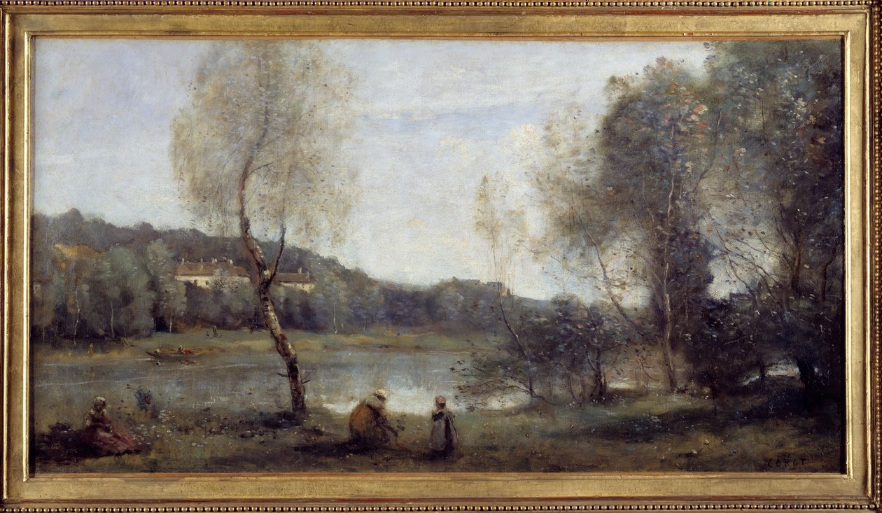 منظر فيل دافراي ؛ البركة في العمل أمام الفلل. لوحة كاميل كورو (1796-1875) بواسطة جان بابتيست كميل كوروت